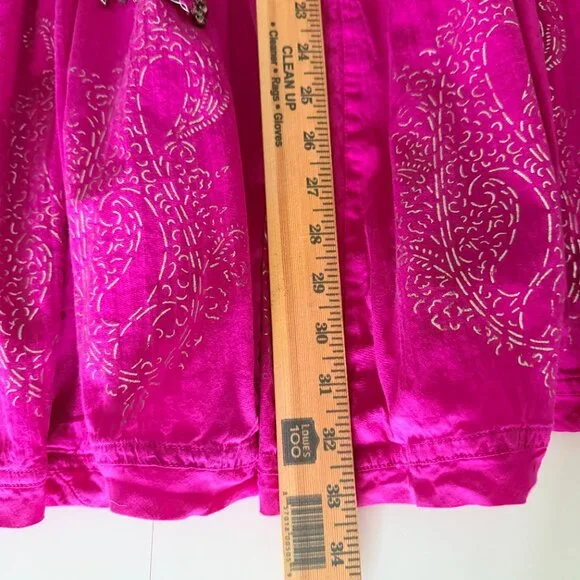 Boho Midi Gypsy Skirt Womens One Size Pink Hippie Peasant Flowy Festival Indie - Picture 5 of 7